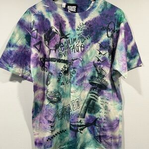 Reclaimed Vintage T-shirt Scribble tie dye unisex Upcycle 100% cotton graphic